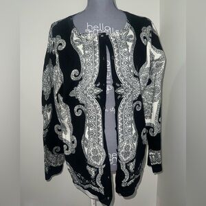 Isaac Mizrahi Black and White Button Down Shirt